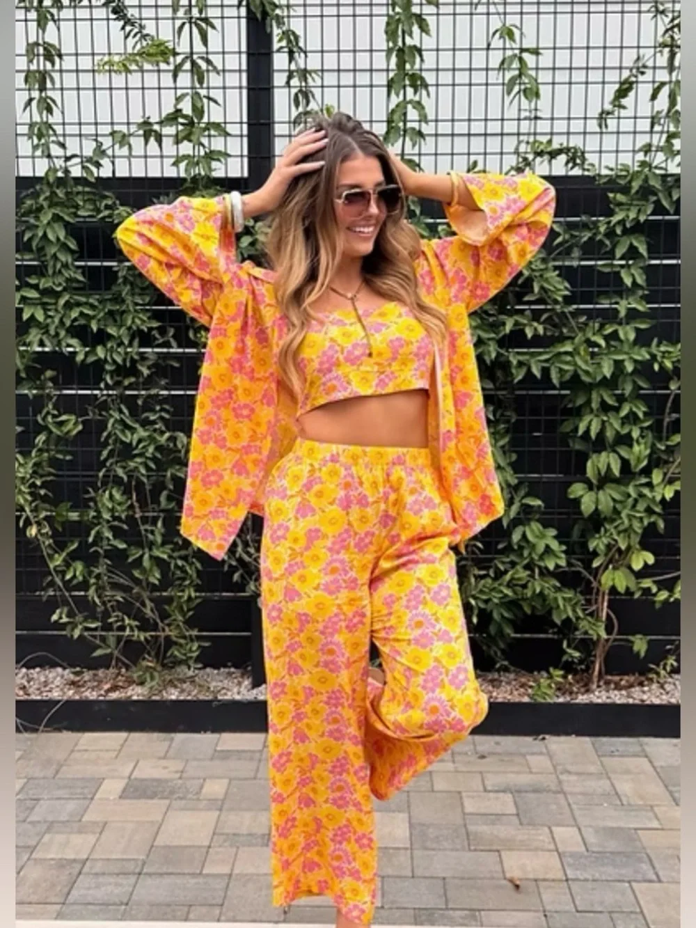 NWT Blakeley Pink Lemonade 3-Piece Floral Summer Set